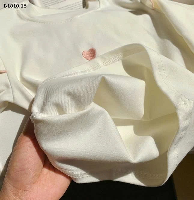 Áo thun dài tay thêu họa tiết tình yêu phong cách Hàn Quốc cho bé- sỉ giá 102k