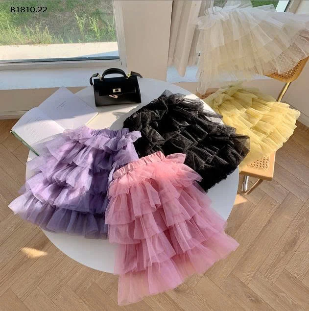 Váy trẻ em E-cabinet  vải tuyn trơn màu bé gái - sỉ giá 126k/chiếc