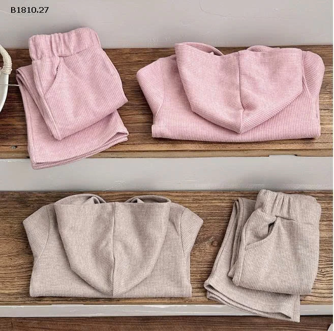 Bộ đồ nỉ trùm đầu quần ống rộng cho bé - sỉ 165k 