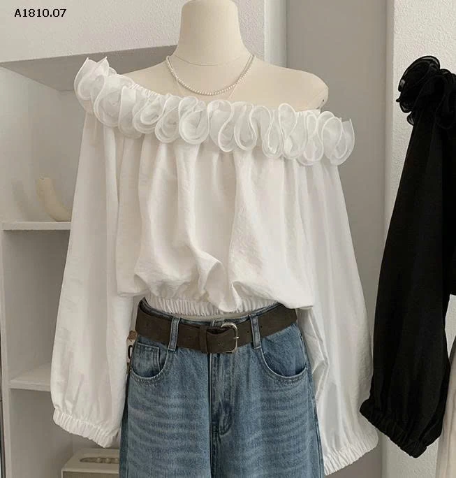 ÁO SƠ MI HỞ VAI PHỐI BÈO -Giá sỉ 203k