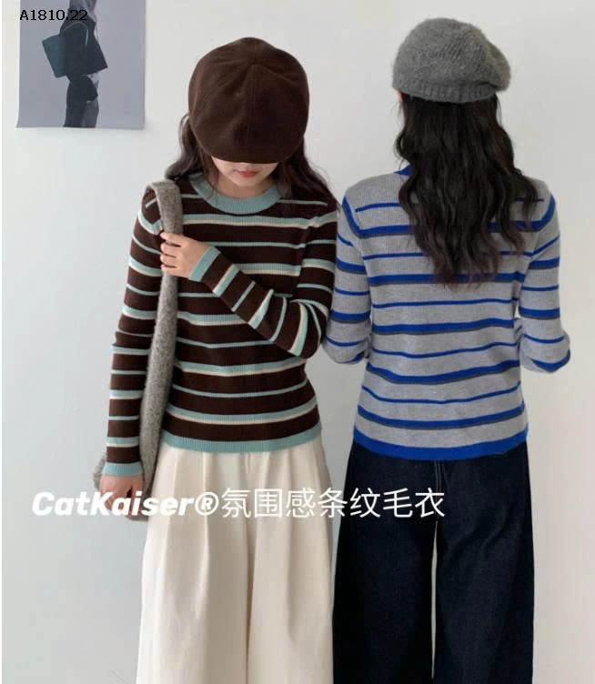 ÁO LEN KẺ CATKAISER NỮ - sỉ 139k