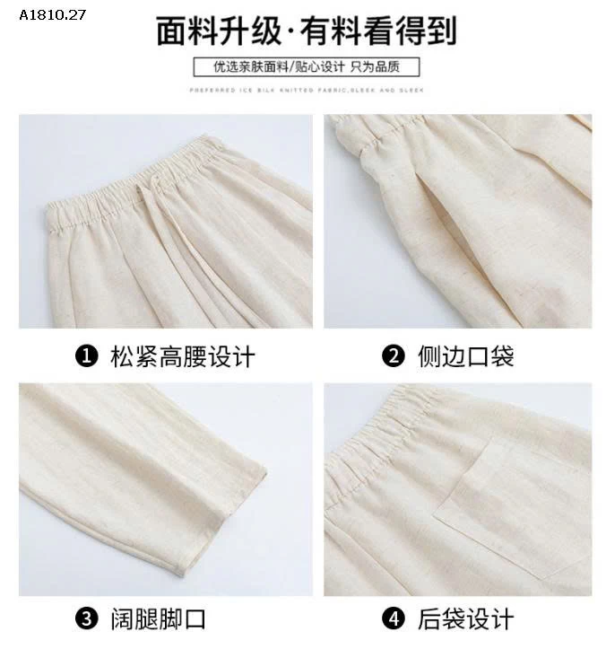 Quần vải lanh Tencel  ống rộng dành cho nữ-Giá sỉ 183k