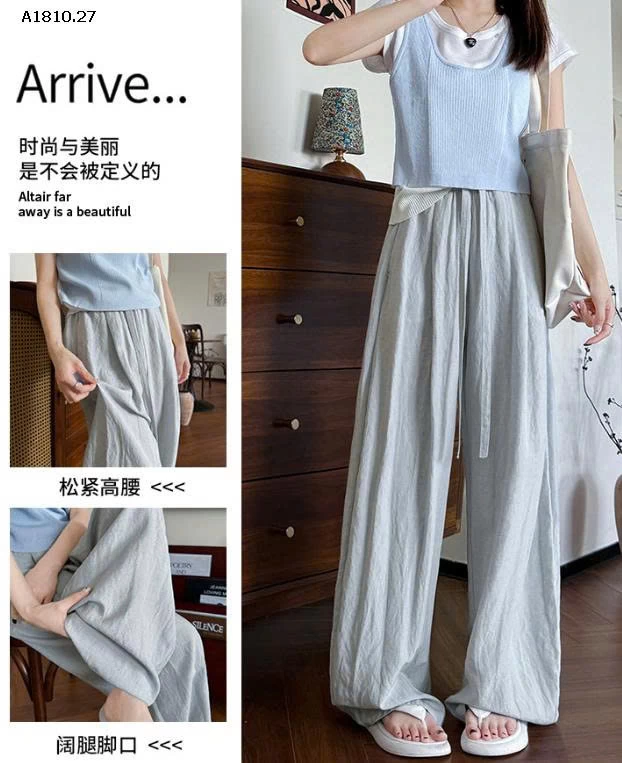 Quần vải lanh Tencel  ống rộng dành cho nữ-Giá sỉ 183k