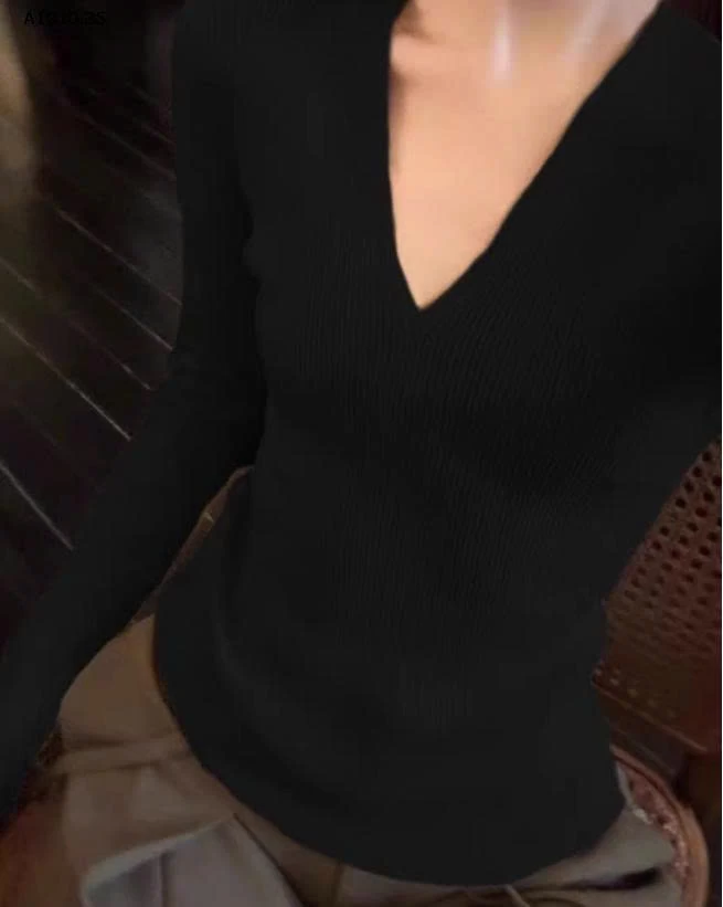 ÁO LEN DỆT KIM CHO NỮ CỔ V - sỉ 97k