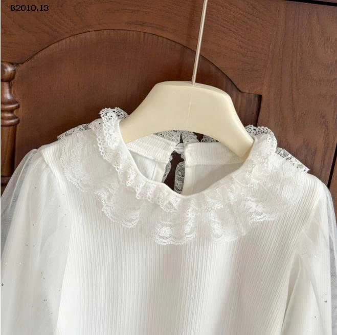 ÁO SƠ MI PHỐI REN LƯỚI CHO BÉ GÁI -Giá sỉ 120k