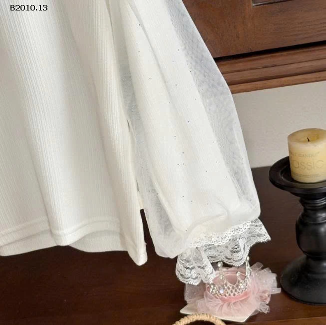 ÁO SƠ MI PHỐI REN LƯỚI CHO BÉ GÁI -Giá sỉ 120k