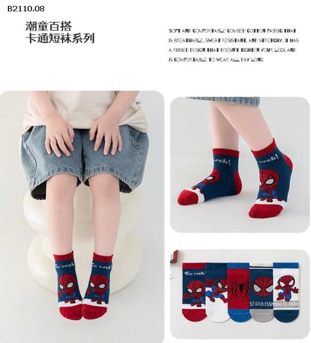 SET 5 ĐÔI TẤT SIÊU NHÂN  BÉ  - Giá sỉ 65k/set 5 đôi 