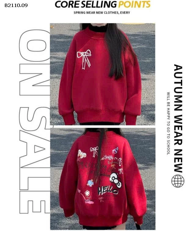 ÁO NỈ ĐỎ NƠ BÉ GÁI - sỉ 150k