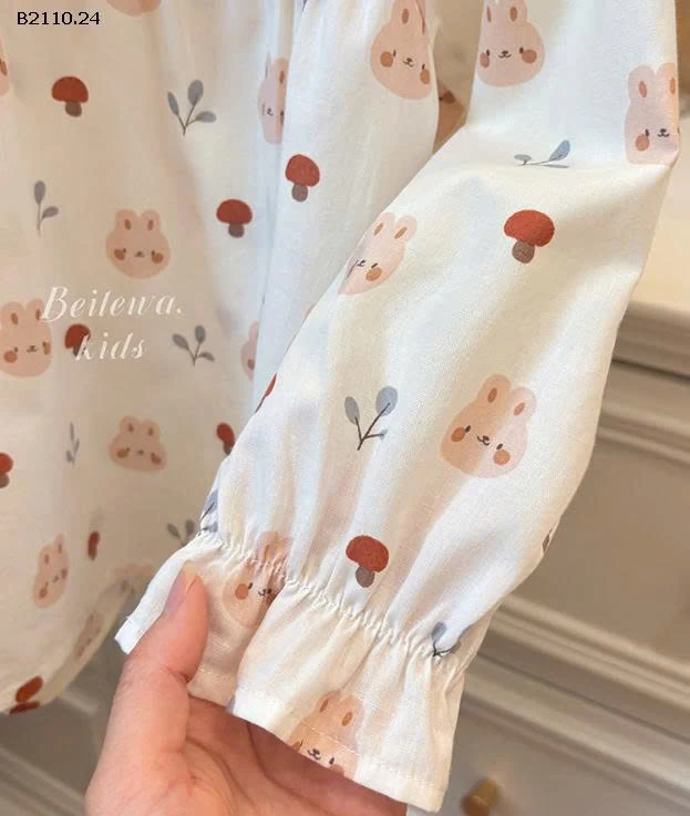  áo babydoll cổ sen thỏ bg  - sỉ 92k