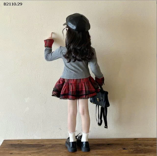 SET ÁO DÀI TAY MIX CV KẺ BG- Giá sỉ áo: 143k  cv: 180k  cả set: 303k 