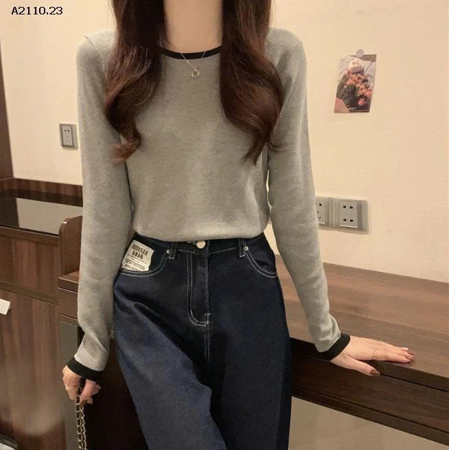 ÁO THUN DÀI TAY PHỐI VIỀN NỮ-Giá sỉ 75k/c sỉ từ 2 chiếc 