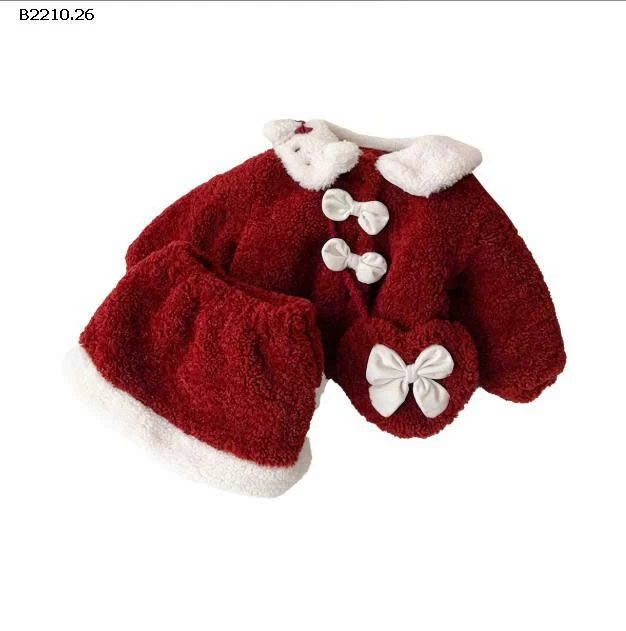 SET NỈ LÔNG 3 MÓN CHO BÉ - Giá sỉ set đỏ: 355k  áo kem: 142k