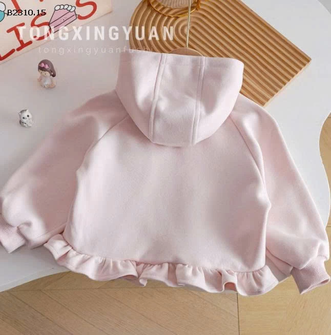 ÁO KHOÁC HỒNG BÉ GÁI CÓ MŨ-Giá sỉ 165k