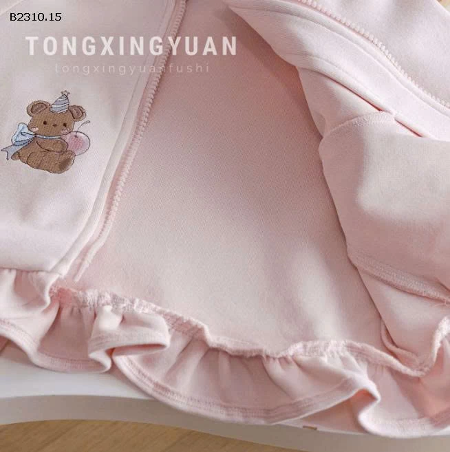 ÁO KHOÁC HỒNG BÉ GÁI CÓ MŨ-Giá sỉ 165k