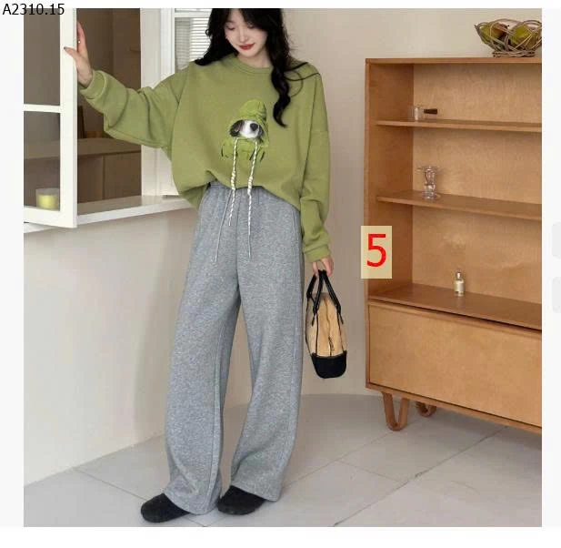 Quần nỉ dáng suông bo gấu cho nàng thích thoải mái - sỉ 240k