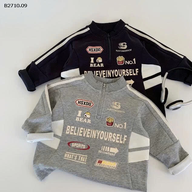 Áo nỉ  in họa tiết cho bé  nhà Huzhou Zhili - sỉ 163k 