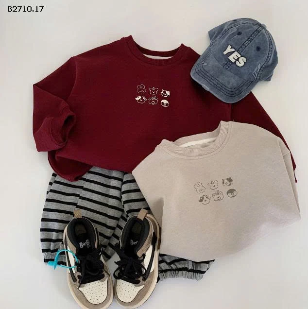 Áo nỉ in họa tiết cute nhà Huzhou Zhili - sỉ 143k 