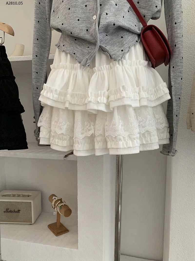 CHÂN VÁY BÈO TẦNG PHỐI REN NỮ  - sỉ 180k