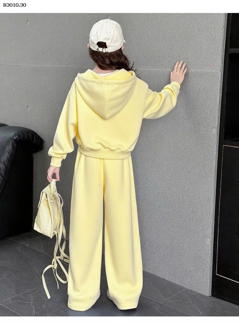 Bộ đồ trẻ em hai mảnh có mũ trùm đầu màu trơn - sỉ 170k 