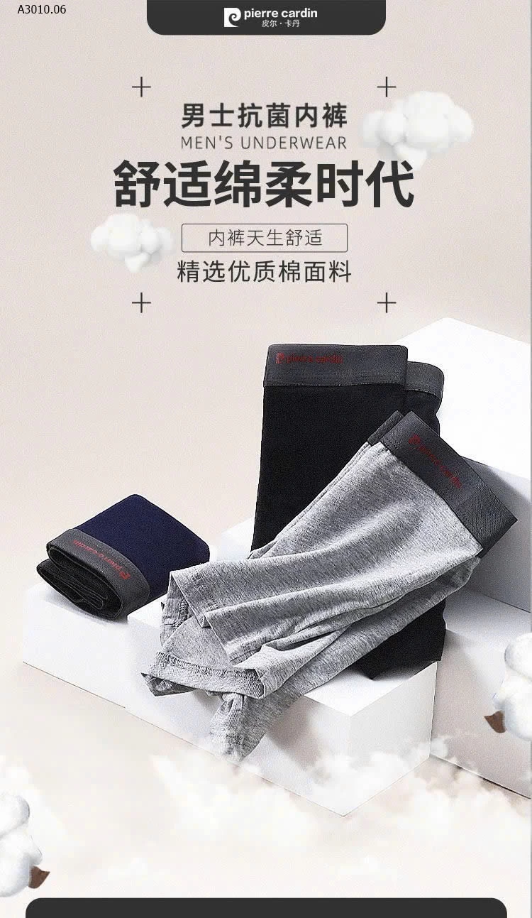 Set 3 quần boxer nam Pierre Cardin 95% cotton  - Giá sỉ 155k/set