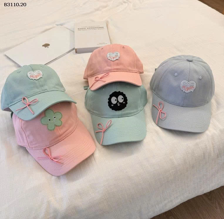 MŨ LƯỠI TRAI ĐÍNH NƠ HỌA TIẾT CHO BÉ-Giá sỉ 54k