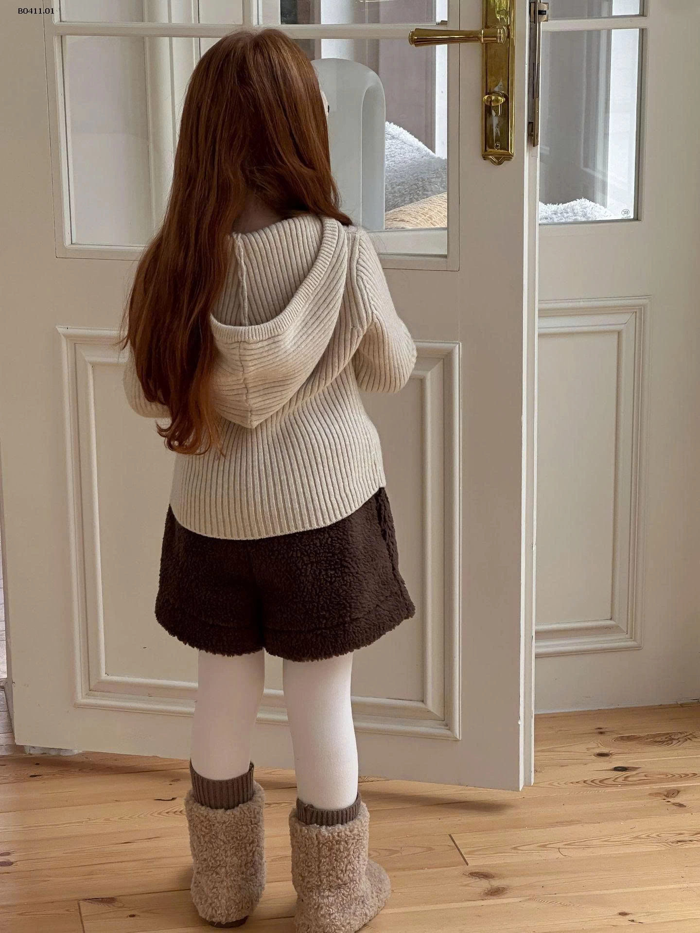 Áo len trùm đầu có dây rút cho bé gái-Giá sỉ  áo: sz 90-140: 185k   sz 150: 195k 