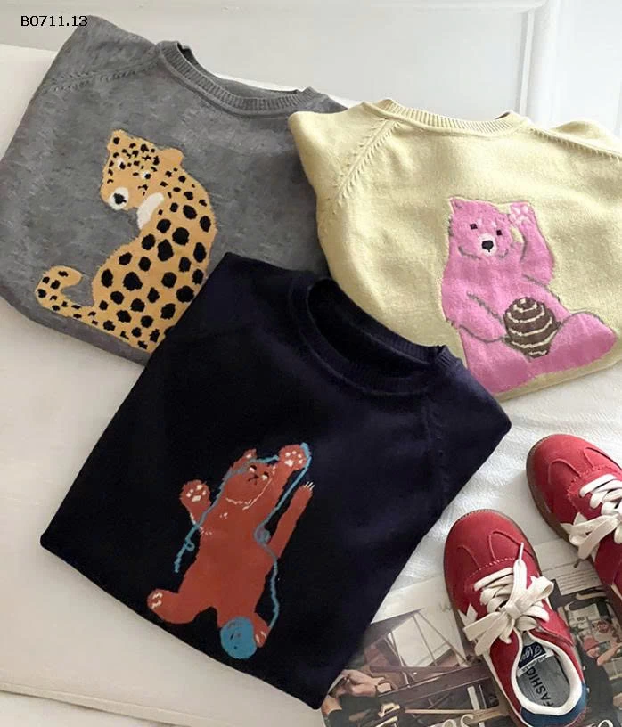 ÁO LEN THÚ HOẠT HÌNH SIÊU XINH NHÀ AMBB-Giá sỉ sz 90-150: 160k      sz 160: 172k