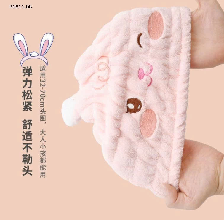 SET 3 MŨ LÀM KHÔ TÓC TAI THỎ CHO BÉ-Giá sỉ 79k