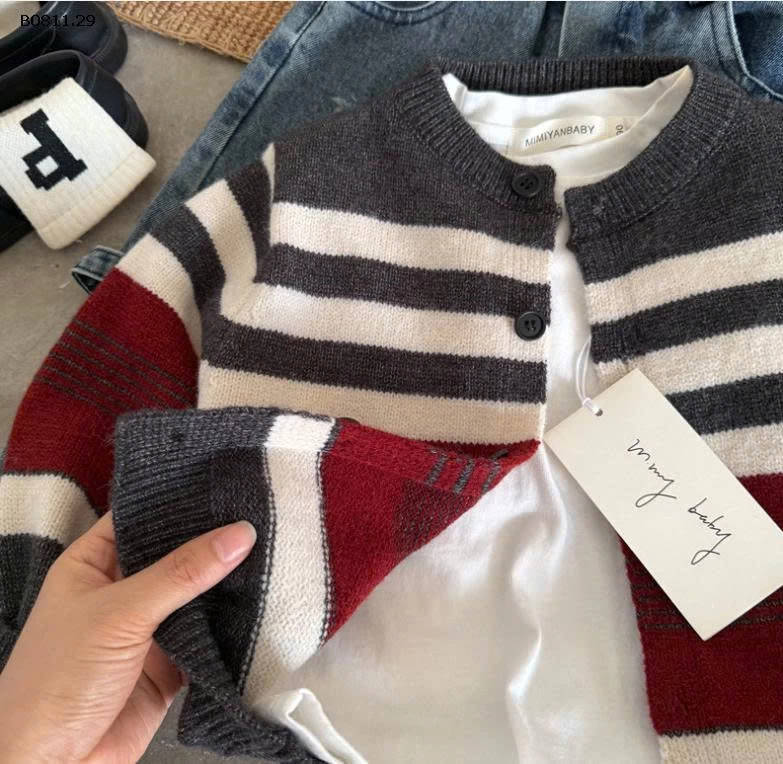 ÁO LEN CARDIGAN KẺ MMY BT - sỉ 156k