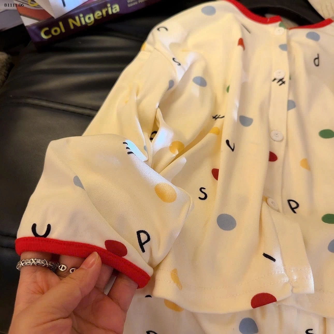 Bộ đồ ngủ thu đông dài tay viền đỏ bg - Giá sỉ 80-110  84k/1b 120-150  99k/1b