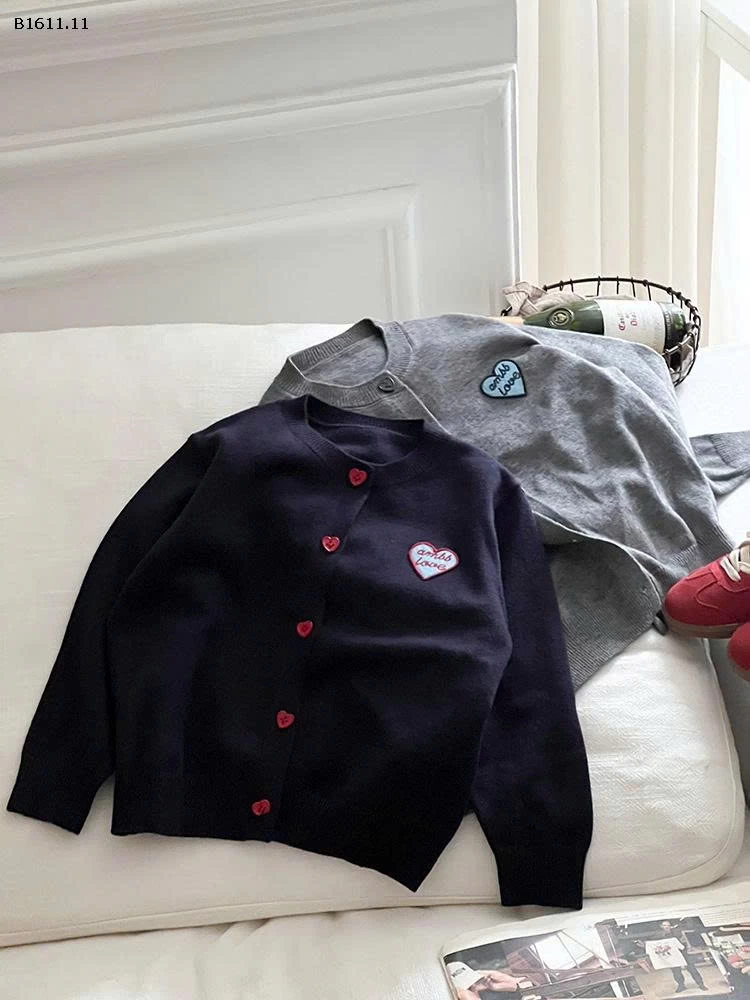 Áo len cardigan họa tiết trái tim nhà Elmo Baby Kids  AMBB-Giá sỉ size 90-150 : 158k sz 160 : 169k
