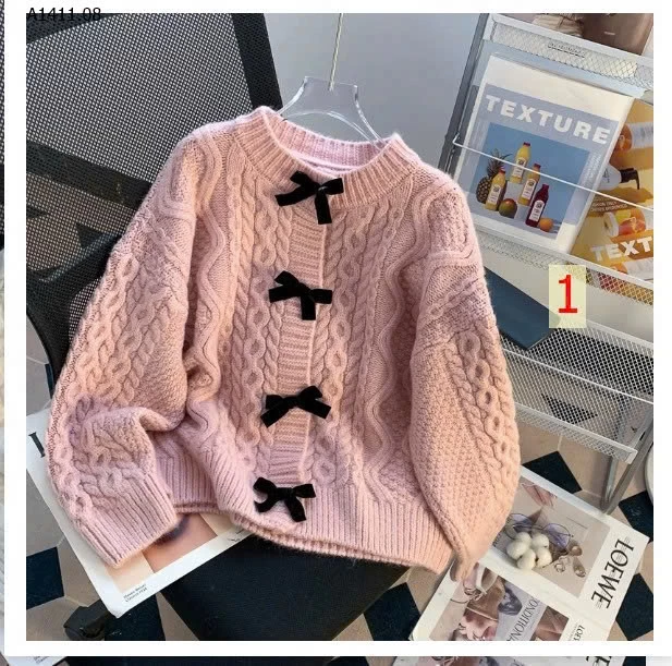 ÁO LEN ĐÍNH NƠ NHUNG KIỂU HÀN QUỐC- sỉ 150k