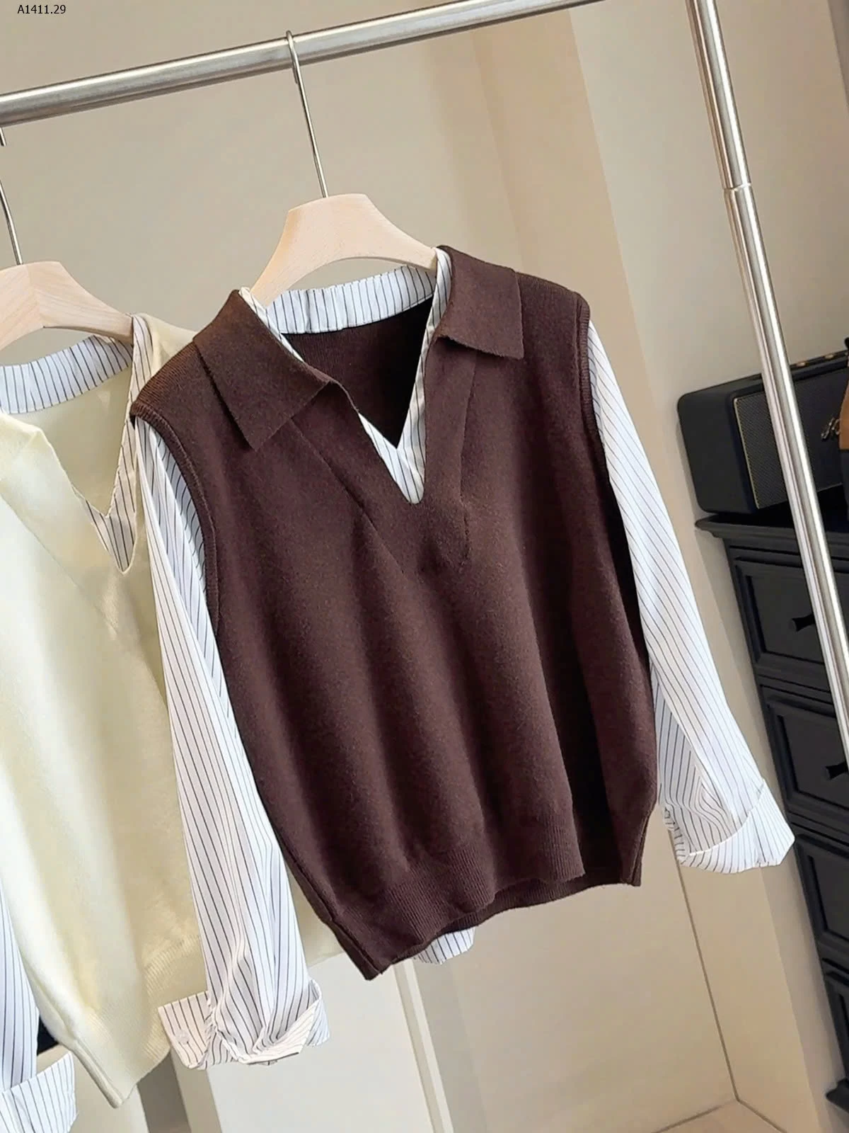 Áo len mix sơmi nhà ANNA mẫu mới  - sỉ 228k