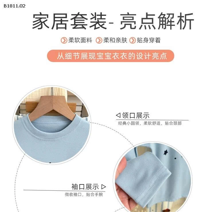 Bộ đồ mặc nhà không len thu đông cho trẻ em-Giá sỉ 83k/bộ