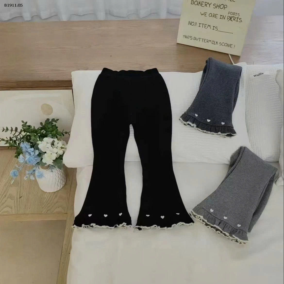  Quần legging ống loe  lót lông cừu  thu đông cho bé gái-Giá sỉ 82k/chiec