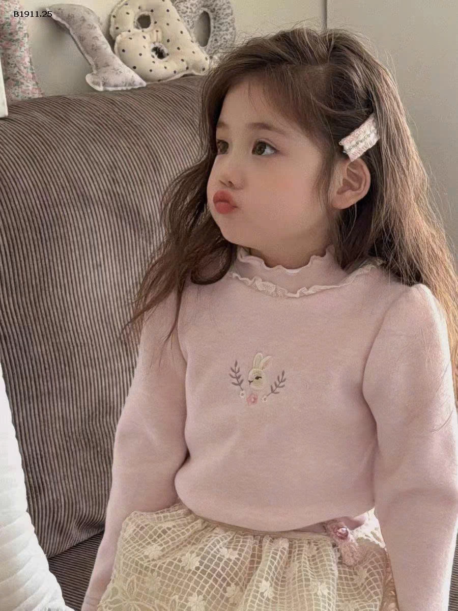 ÁO BÉ GÁI THÊU THỎ HOA SIÊU CƯNG -Giá sỉ 82K