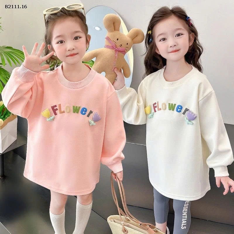 Váy áo nỉ in chữ cho bé gái mùa xuân và mùa thu 2025 phong cách mới -sỉ 190k