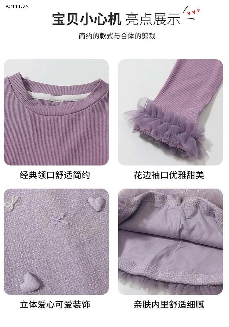 Bộ đồ hai chi tiết cho bé gái  gồm áo  và  váy-sỉ 314k