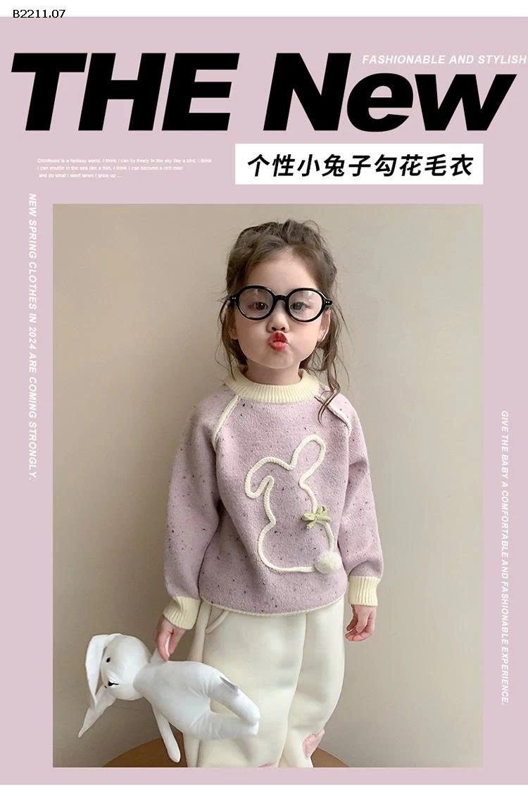 Áo len móc hình thỏ cho bé gái- giá sỉ 227k