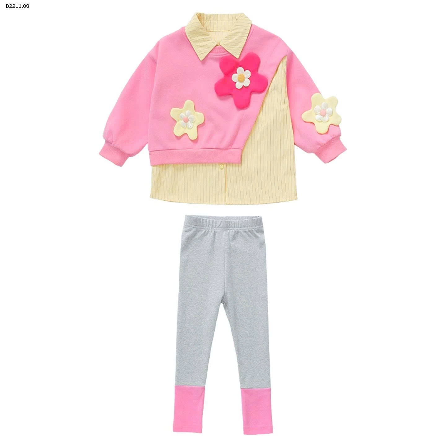 Bộ đồ hai mảnh họa tiết da báo cho bé gái và Bộ quần legging họa tiết hoa- giá sỉ 255k