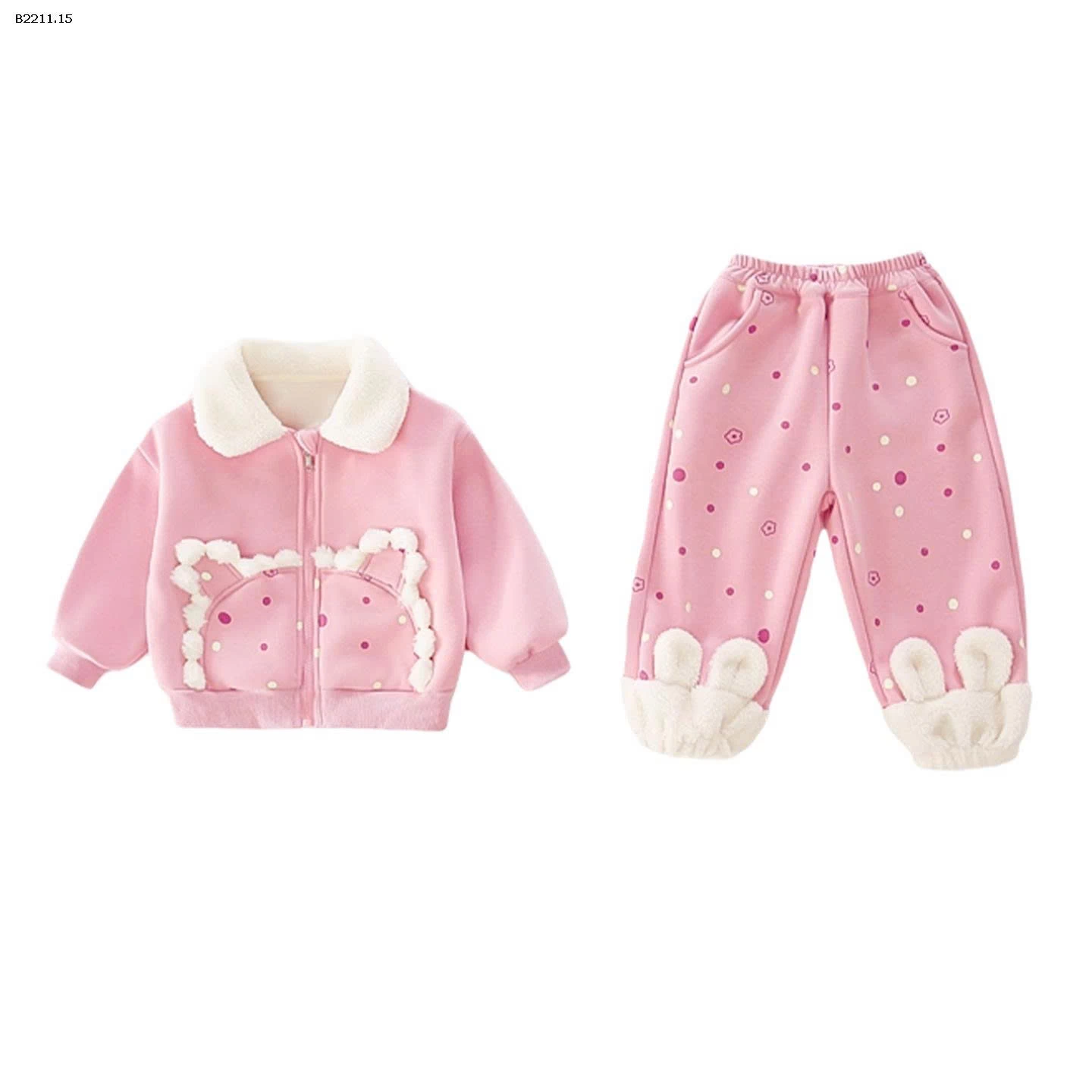 Bộ đồ lót lông cừu tai mèo cho bé gái Thu/Đông 2025- giá sỉ 305k