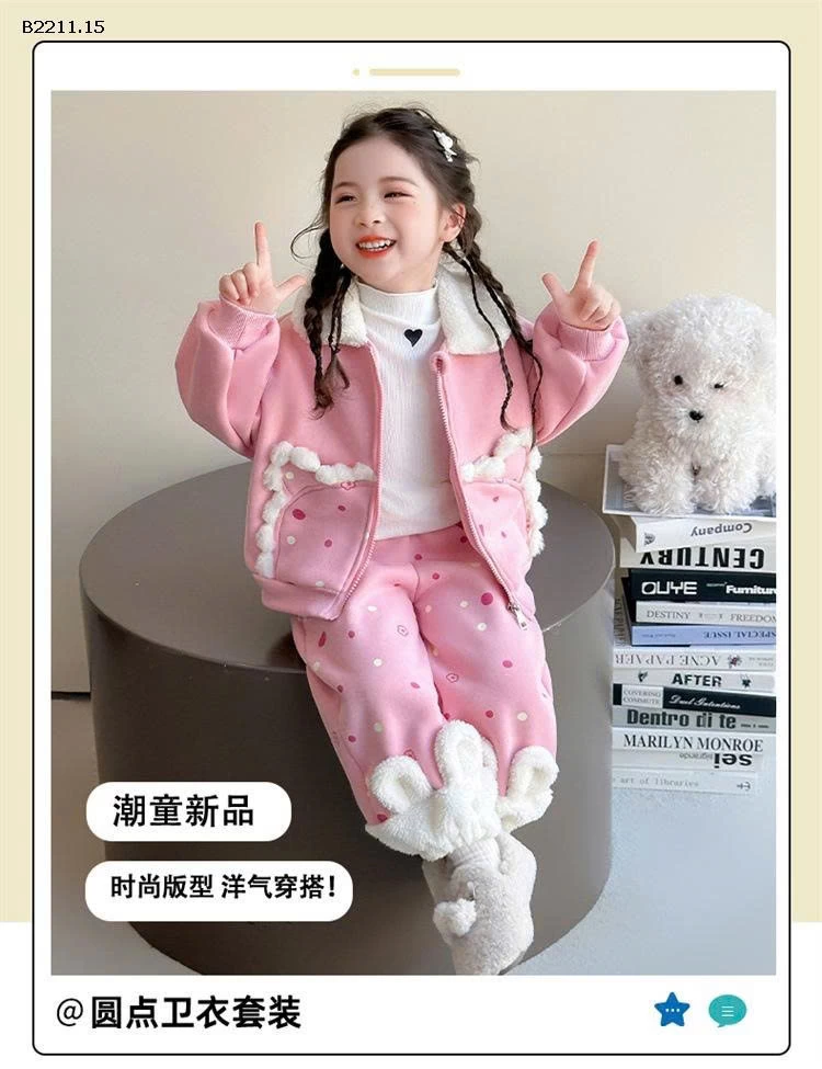 Bộ đồ lót lông cừu tai mèo cho bé gái Thu/Đông 2025- giá sỉ 305k