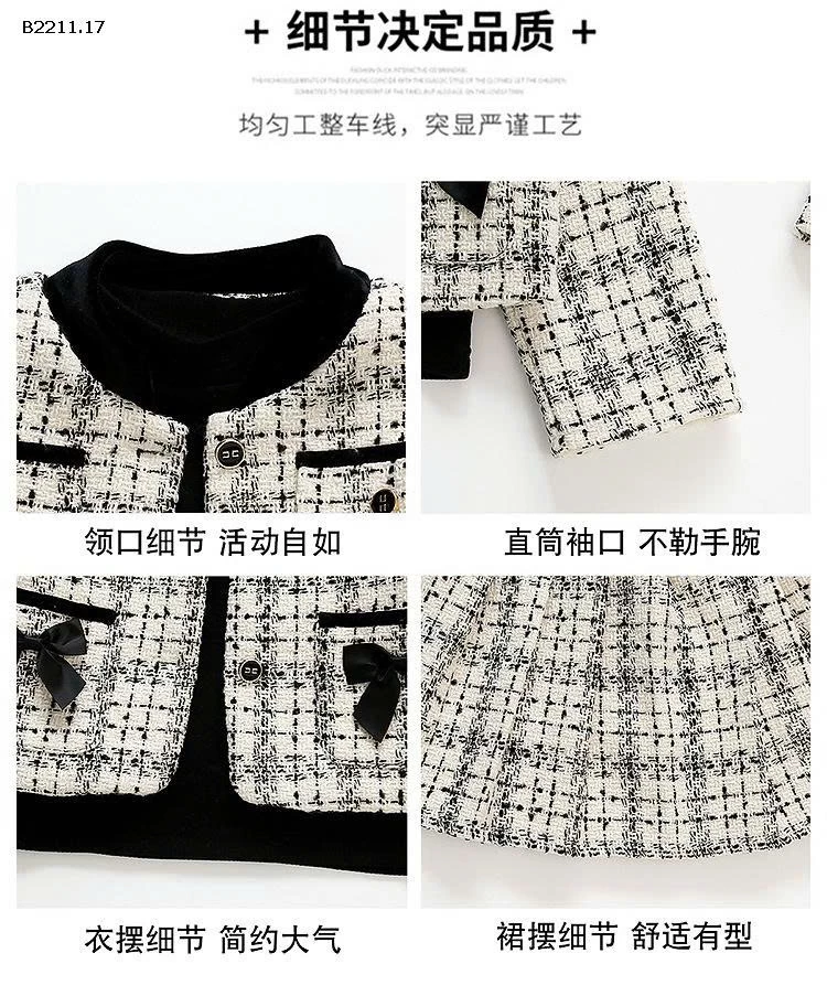 Set váy dạ phong cách Chanel cho bé gái- giá sỉ 275k