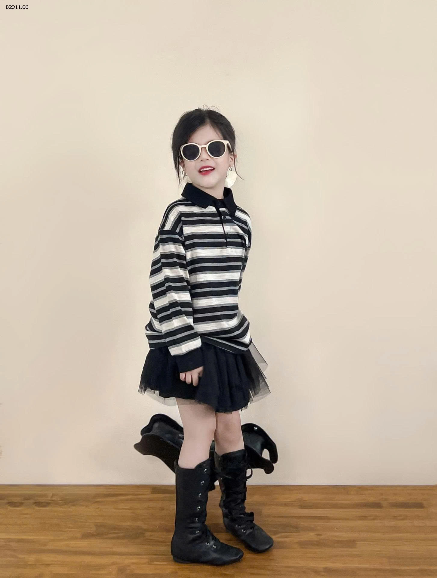 SET ÁO THUN KẺ CỔ POLO MIX CHÂN VÁY BG-Giá sỉ  áo: 173k  chân váy : 165k 