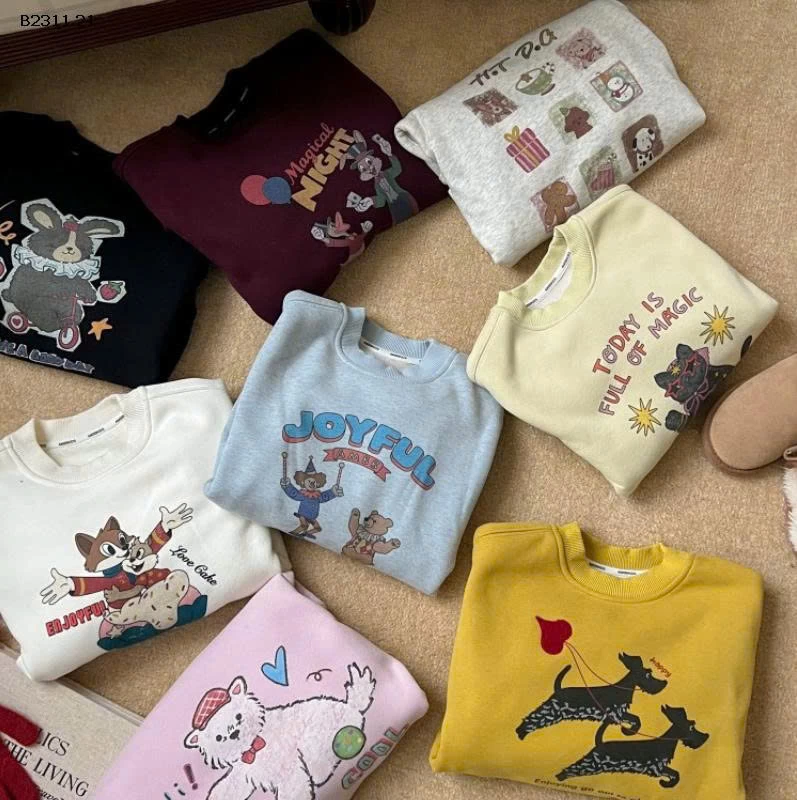 Áo nỉ hoạt hình ấm áp cao cấp nhà AMBB -Giá sỉ Sz 90-150: 220k Sz 160 : 236k Sz 170  : 257k