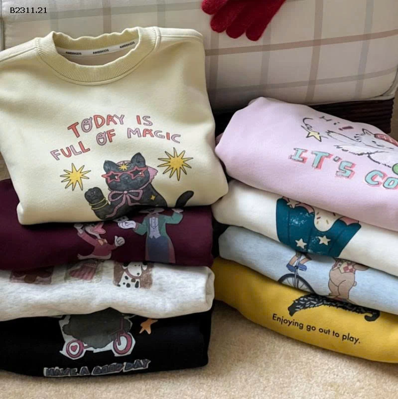 Áo nỉ hoạt hình ấm áp cao cấp nhà AMBB -Giá sỉ Sz 90-150: 220k Sz 160 : 236k Sz 170  : 257k