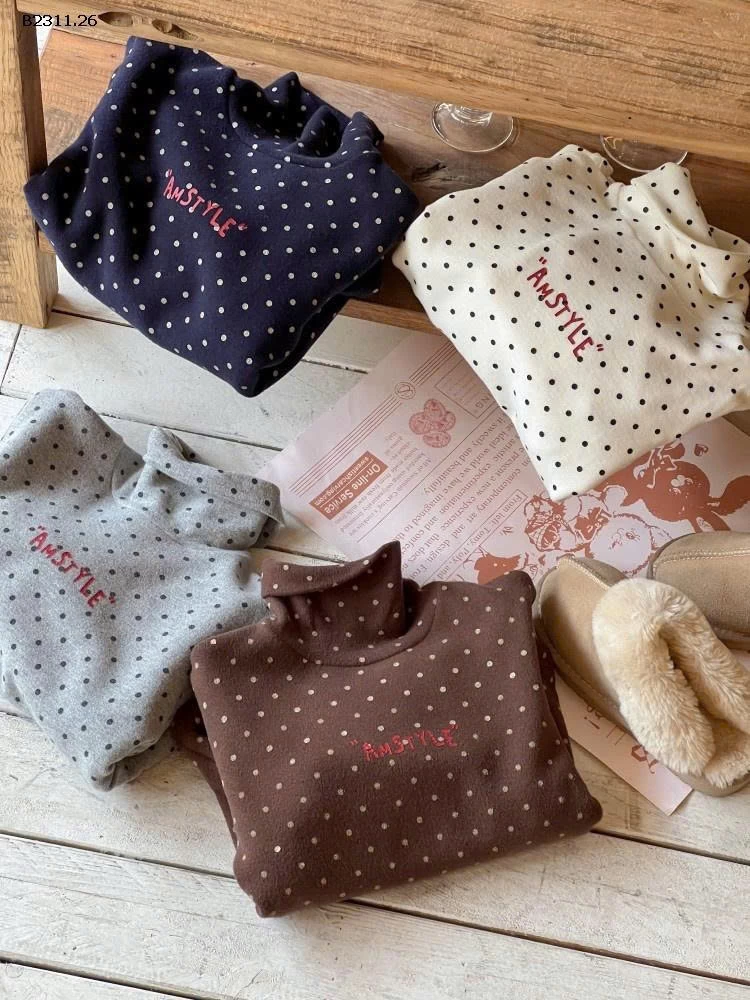 Áo giữ nhiệt cổ lọ chấm bi cao cấp nhà AMBB -Giá sỉ Sz 90-150: 187k Sz 160 : 203k Sz 170  : 219k