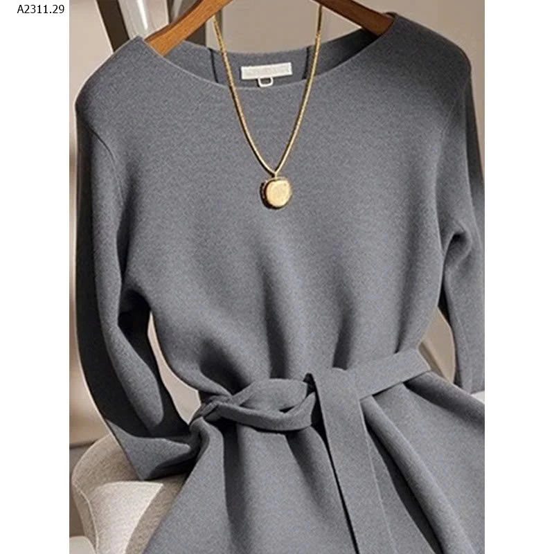 Váy len xám dự tiệc sang trọng đầu thu thanh lịch, nhẹ nhàng cho nữ  - sỉ giá 325k