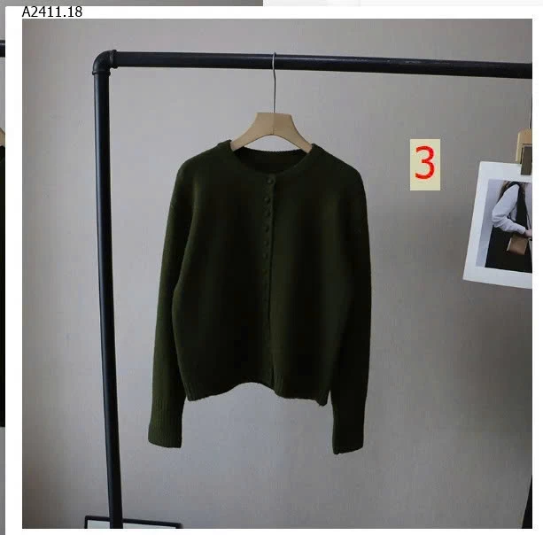 KHOÁC LEN TRƠN MÀU CỔ TRÒN-Giá sỉ 185k