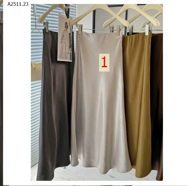Chân váy midi đuôi cá bằng vải satin axetat dành cho nữ-Giá sỉ 180k